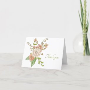 Roze Aquarel Lente Boeket Bedankkaart
