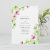 Roze Aquarel Lente Bruiloft Kaart (Staand voorkant)