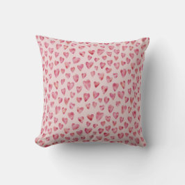 Roze aquarel liefde hart patroon kussen