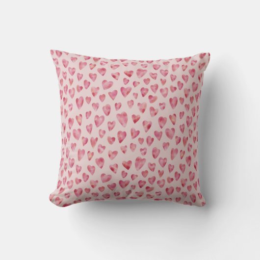 Roze aquarel liefde hart patroon kussen (Voorkant)