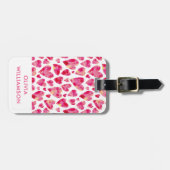 Roze aquarel liefdeshart bagagelabel (Voorkant horizontaal)