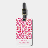 Roze aquarel liefdeshart bagagelabel (Voorkant verticaal)