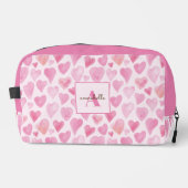 Roze aquarel liefdeshart toilettasje (Voorkant)