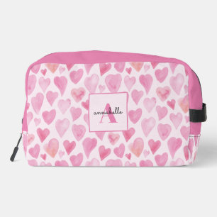 Roze aquarel liefdeshart toilettasje