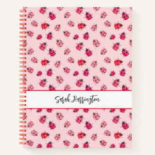 Roze Aquarel Lieveheersbeestje Patroon Handgeteken Notitieboek