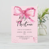 Roze Aquarel Lint Verjaardagsuitnodiging Kaart (Staand voorkant)