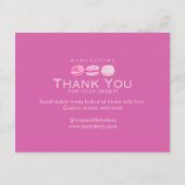 Roze Aquarel Macaron Cake Verzorgingsinstructies Bedankkaart (Achterkant)