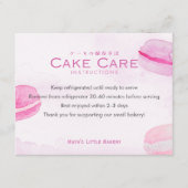 Roze Aquarel Macaron Cake Verzorgingsinstructies Bedankkaart (Voorkant)