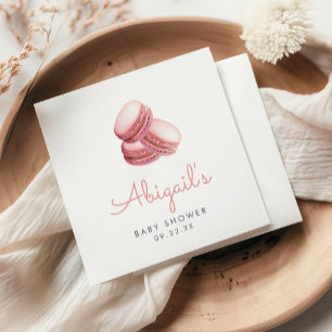 Roze Aquarel Macaron Koekjes Meisjes Baby Shower Servet