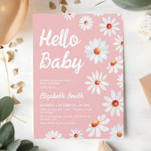 Roze Aquarel Madeliefje Meisje Baby Shower