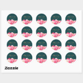 Roze Aquarel Magnolia Bloem Sticker in Teal (Vel)