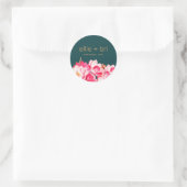 Roze Aquarel Magnolia Bloem Sticker in Teal (Tas)
