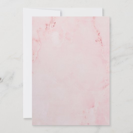 Roze Aquarel Marmer Groene Bruiloft Feest Kaart (Achterkant)