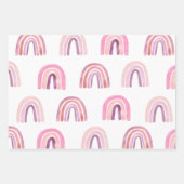 Roze Aquarel Meisje Dinosaurussen Boho Regenbogen Inpakpapier Vel (Voorkant 2)