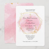 Roze Aquarel Met Gouden Lijst Kaart (Voorkant / Achterkant)