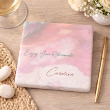 Roze Aquarel Minimalistisch Elegant Pensioen Cadea