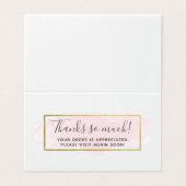 Roze Aquarel Moderne Gouden Dankkaart Kaart (Buitenkant ongevouwen)