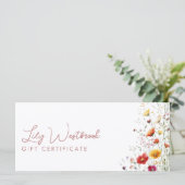 Roze Aquarel Moderne Wilde Bloem Cadeaubon (Staand voorkant)