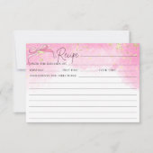 Roze Aquarel Nep Gouden Glitter Strik Receptkaart Kaart (Voorkant)