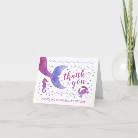 Roze Aquarel Onder de Zee Zeemeermin Bedankt (Voorkant)