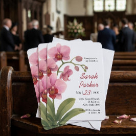 Roze Aquarel Orchidee Funeral Announcement Card Kaart