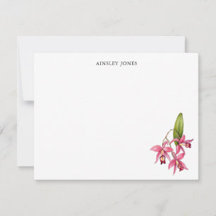 Roze Aquarel-Orchidee Persoonlijk Briefpapier Notitiekaartje