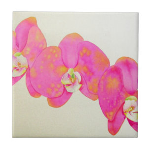 Roze aquarel Orchidee schilderij Tegeltje