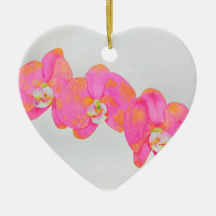 Roze aquarel Orchidee schilderij tropisch bloemstu Keramisch Ornament
