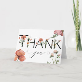 Roze aquarel papavers Dank u Kaart