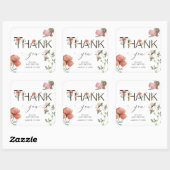 Roze aquarel papavers Dank u Vierkante Sticker (Vel)