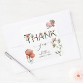 Roze aquarel papavers Dank u Vierkante Sticker (Envelop)