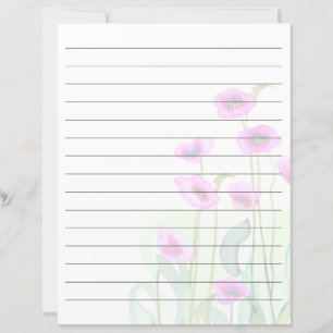 Roze aquarel papavers in een rij