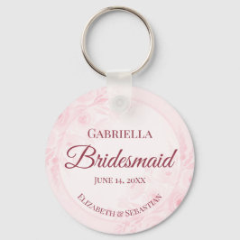 Roze Aquarel Pioenrozen Bruidsmeisje Huwelijks Cad Sleutelhanger