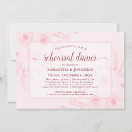 Roze Aquarel Pioenrozen Bruiloftsrepetitie Dinner Kaart