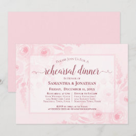 Roze Aquarel Pioenrozen Bruiloftsrepetitie Dinner Kaart