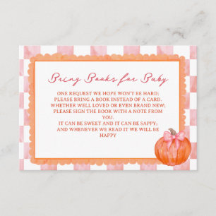 Roze Aquarel Pompoen Baby Shower Boeken Voor Baby Informatiekaartje