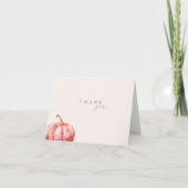 Roze Aquarel Pompoen Bedankkaart (Voorkant)