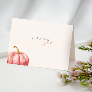Roze Aquarel Pompoen Bedankkaart