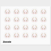 Roze Aquarel Regency Wapen Bloem Bruiloft Ronde Sticker (Vel)