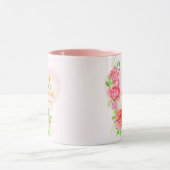 Roze Aquarel Roos Bloemige Monogram Initiaal Mok (Midden)