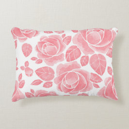 Roze Aquarel Roos - Romantische Bloemen Accent Kussen