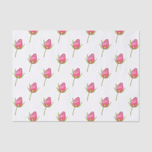 Roze aquarel roosknop patroon tissuepapier (Voorkant)