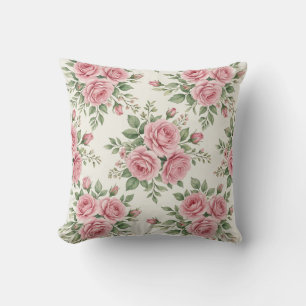 Roze Aquarel Rozen Bloemen Naadloos Vintage Patroo Kussen