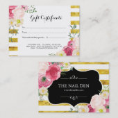 Roze Aquarel Rozen Cadeaubon Kortingskaartje (Voorkant / Achterkant)