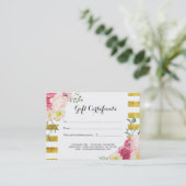 Roze Aquarel Rozen Cadeaubon Kortingskaartje (Staand voorkant)