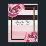 Roze Aquarel Rozen Zwart Wit Save the Date Aankondigingskaart<br><div class="desc">aanpassen zoals je wilt.</div>