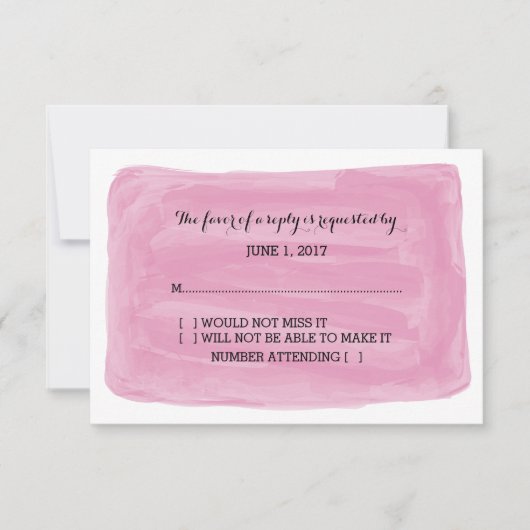Roze Aquarel RSVP Kaart (Voorkant)