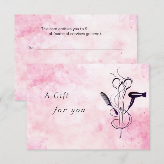 Roze Aquarel Schoonheidssalon cadeaubon (Voorkant / Achterkant)