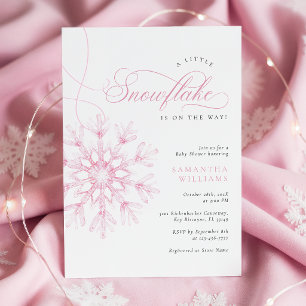 Roze Aquarel Sneeuwvlok Baby Shower Uitnodiging