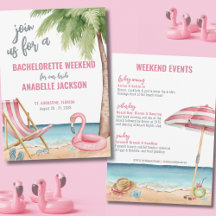 Roze Aquarel Strand Bruidsfeestje